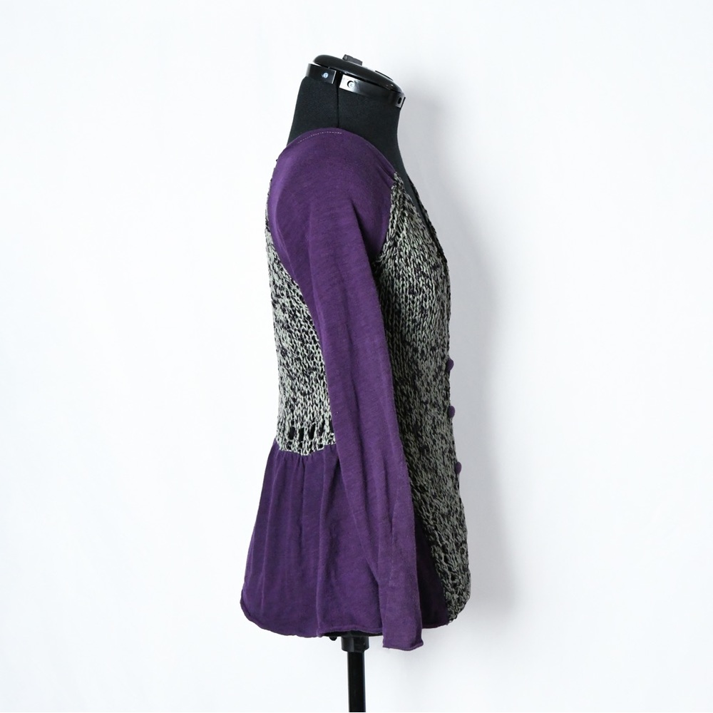 Anthropologie V-Neck Buttoned Sweater Peplum - Picture 2 of 5